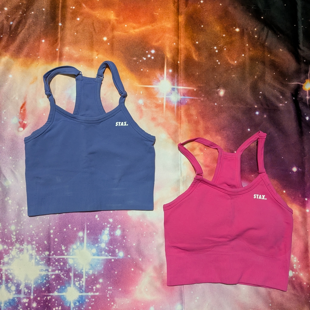 STAX Blueish Purple and Pink Racerback Crop Tops Bundle Size XS